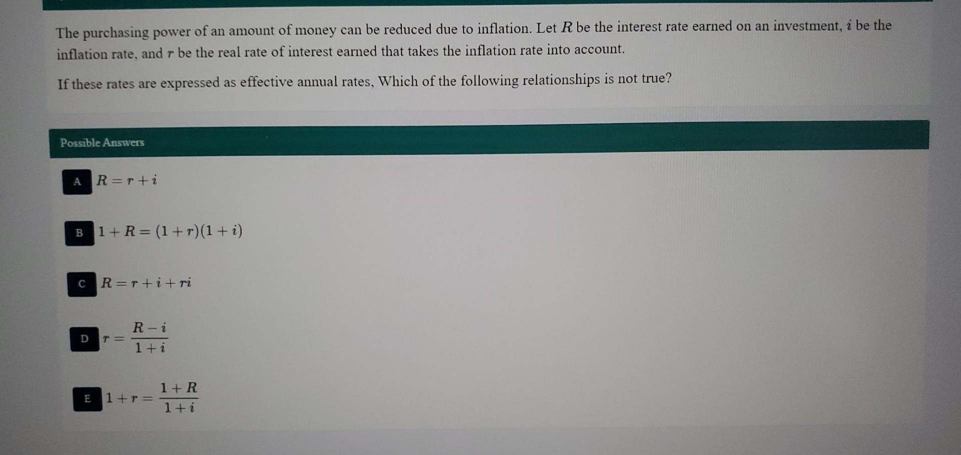 Solved The purchasing power of an amount of money can be | Chegg.com
