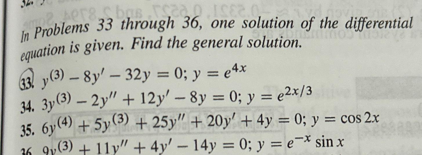 Solved In Problems 33 ﻿through 36, ﻿one solution of the | Chegg.com