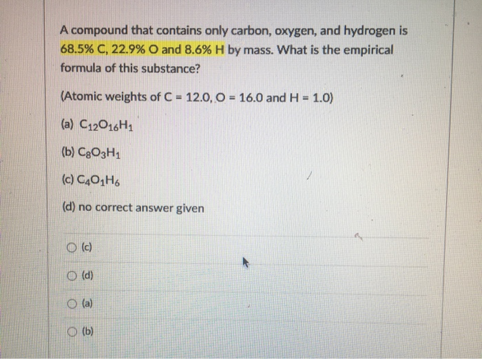 Solved A compound that contains only carbon, oxygen, and