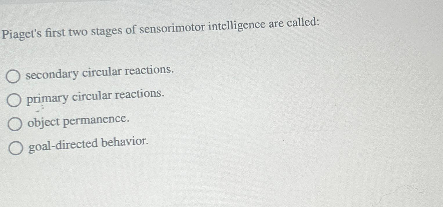 Stages of outlet sensorimotor intelligence