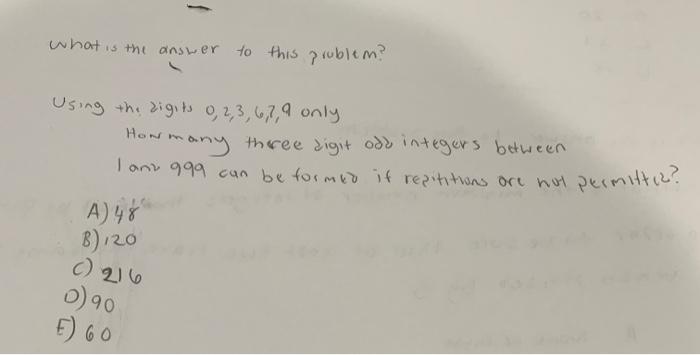 Solved what is the answer to this problem? Using the digits | Chegg.com