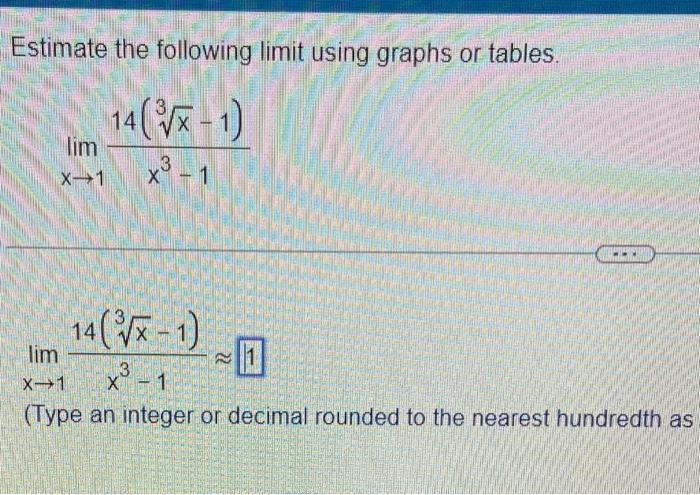 Solved Estimate the following limit using graphs or tables | Chegg.com