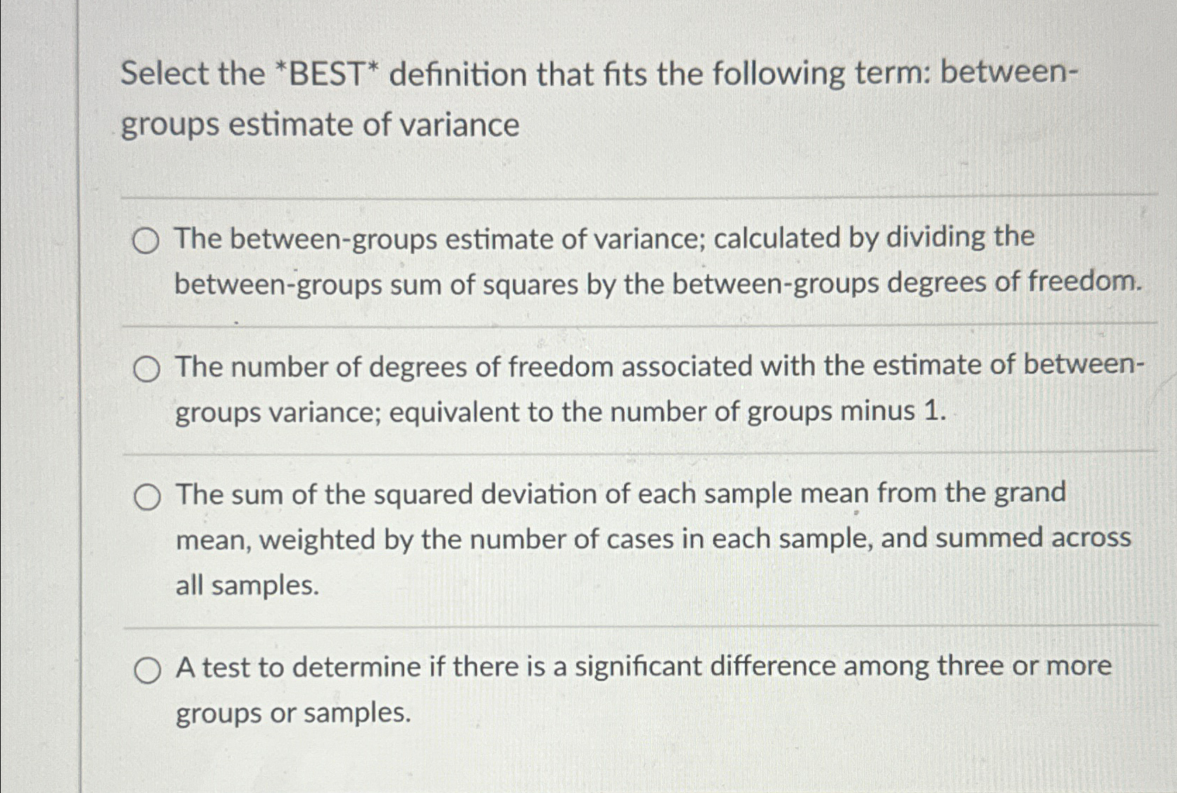 Solved Select the definition that fits the following term: | Chegg.com