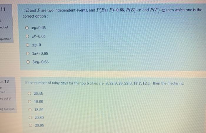 If E And Fare Two Independent Events And P Chegg Com