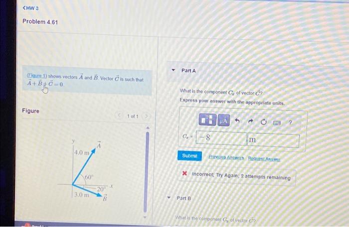 Solved (Figure 1) Shows Vectors A And B. Vector C Is Fuch | Chegg.com