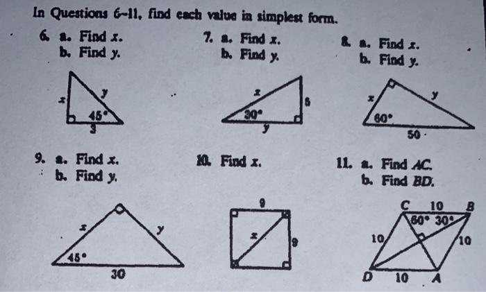 Solved In Questions 6-11, find each value in simplest forma. | Chegg.com