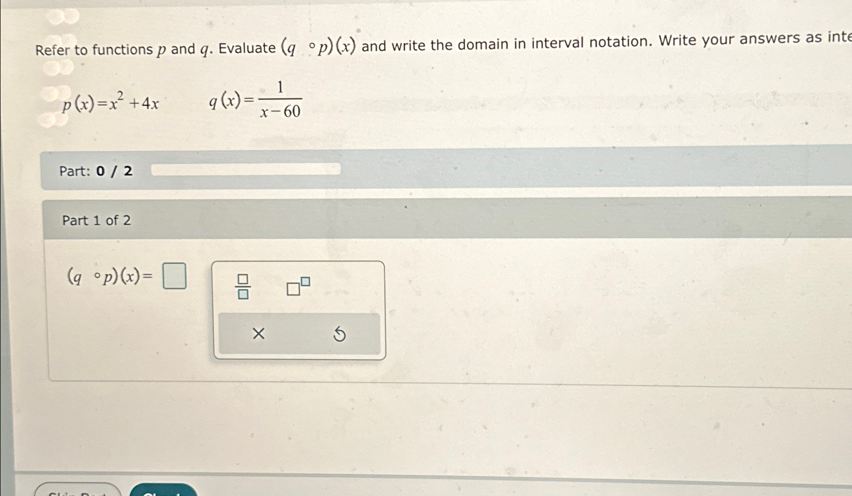 Solved Refer to functions p ﻿and q. ﻿Evaluate (q@p)(x) ﻿and | Chegg.com