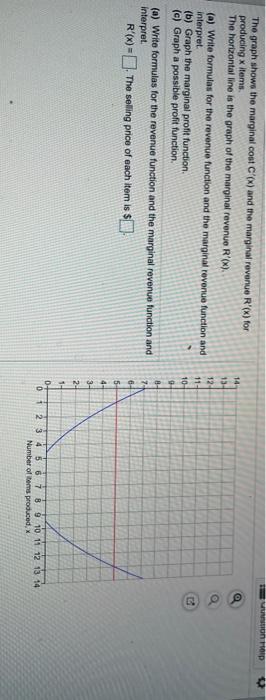 Solved On Top 14 The graph shows the marginal cost C'(x) and | Chegg.com