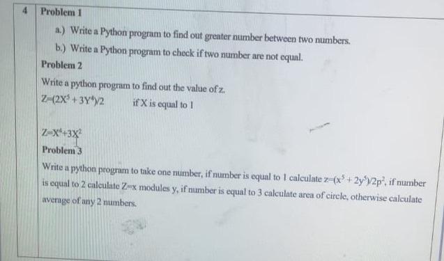 Solved Problem 1 a.) Write a Python program to find out | Chegg.com