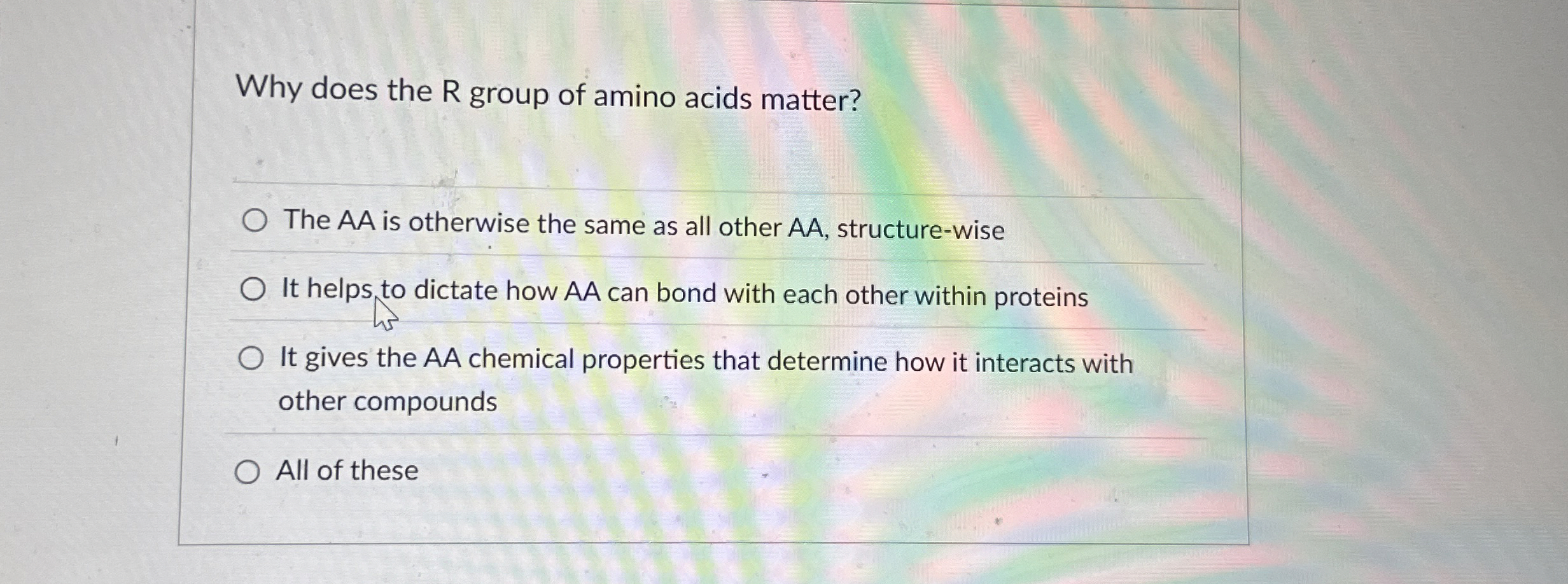 Solved Why does the R group of amino acids matter?The AA is | Chegg.com