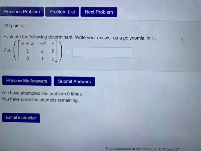 Solved Previous Problem Problem List Next Problem (10 | Chegg.com