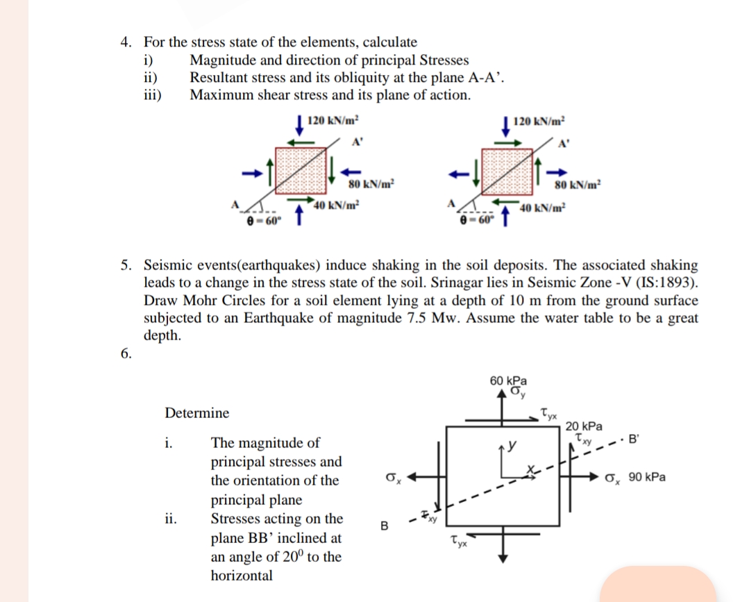 Solved For the stress state of the elements, calculatei) | Chegg.com