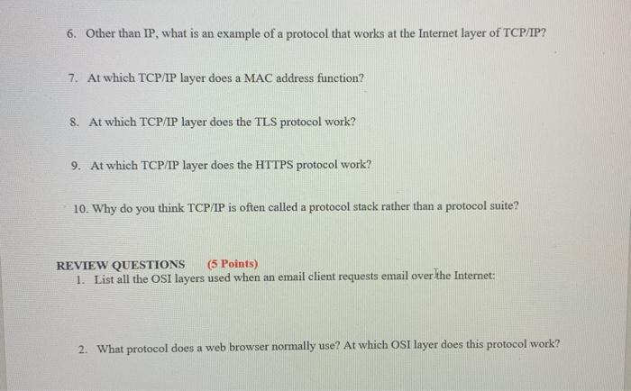 Solved 2. TCP/IP is a suite of protocols that follow the | Chegg.com