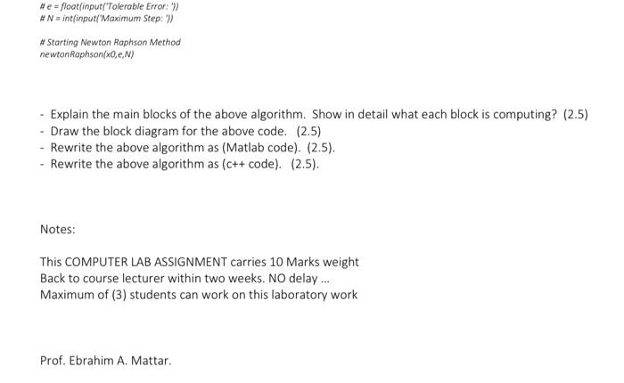 Solved For the following algorithm ( a python code), I | Chegg.com
