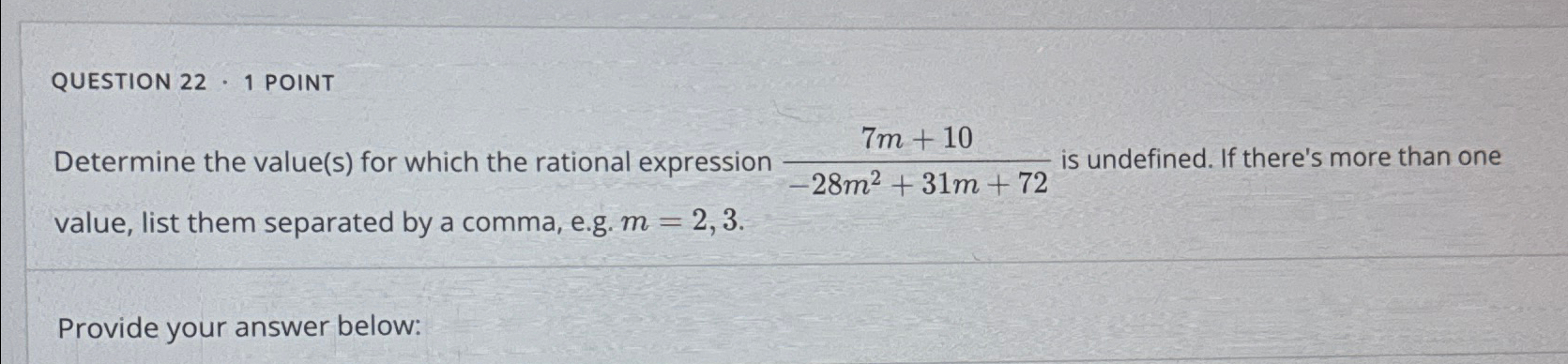 Solved QUESTION 22 - 1 ﻿POINTDetermine the value(s) ﻿for | Chegg.com