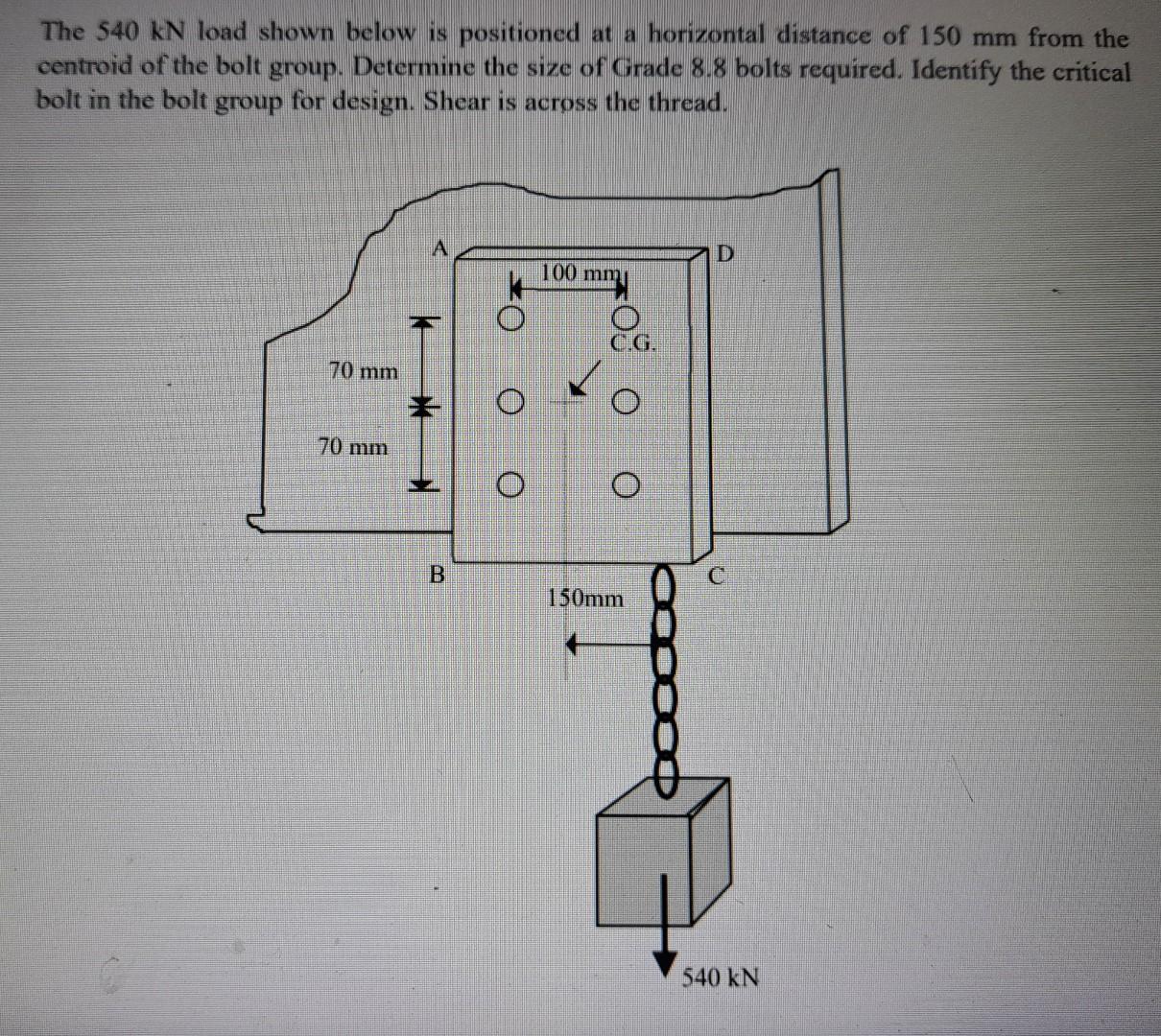 Critical Botl Solved The 540kN load shown below is positioned at a | Chegg.com