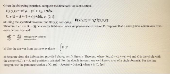 Solved Given The Following Equation Complete The Directi Chegg Com