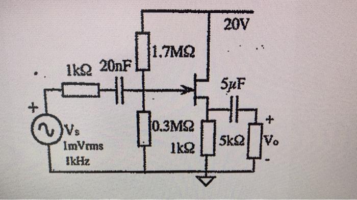 Solved IDSS= 9mA, Vp= -3V, What is the voltage gain (Avs) of | Chegg.com