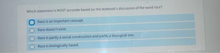 Solved Which statement is MOST accurate based on the | Chegg.com