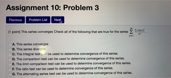 Solved Assignment 10: Problem 1 Previous Problem List Next | Chegg.com