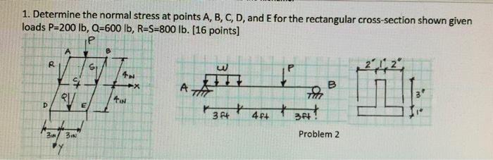 Solved 1. Determine the normal stress at points A, B, C, D, | Chegg.com