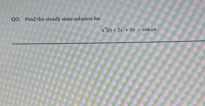 Solved Q2: Find the steady state solution for | Chegg.com