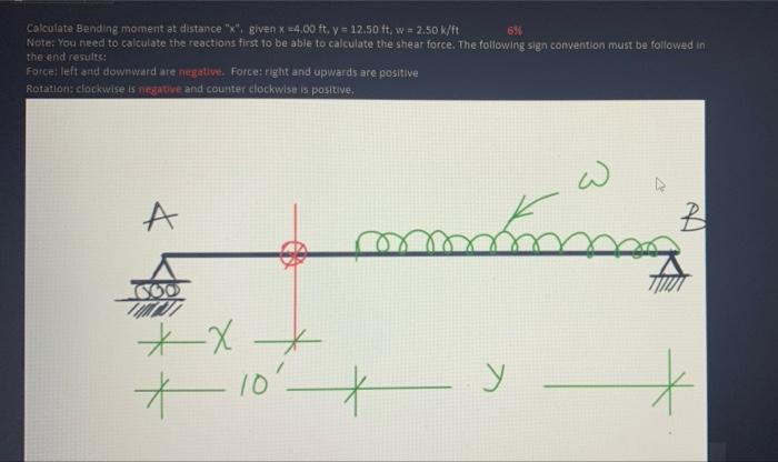 Solved 6% Calculate Bending moment at distance 