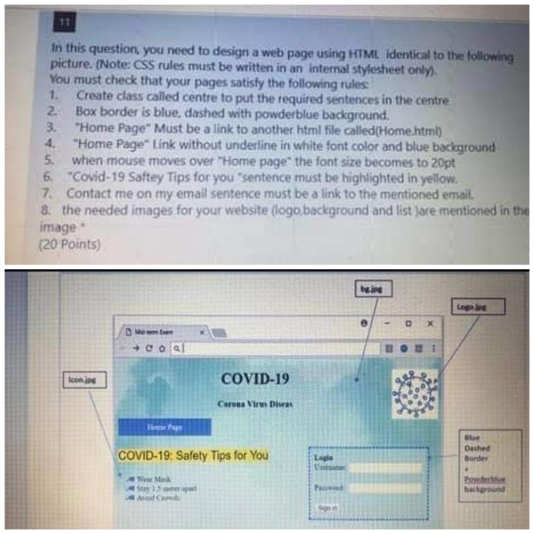 Solved 11 In this question you need to design a web page | Chegg.com