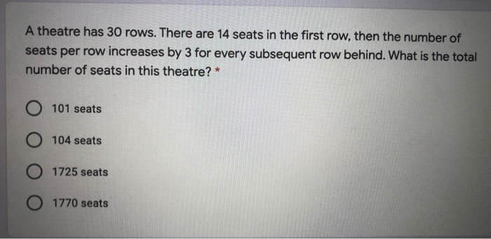 Solved A theatre has 30 rows. There are 14 seats in the Chegg