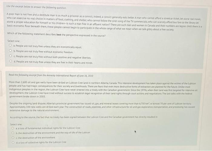 Solved Use the excerpt below to answer the following | Chegg.com