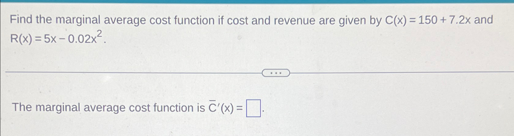 Solved Find the marginal average cost function if cost and | Chegg.com