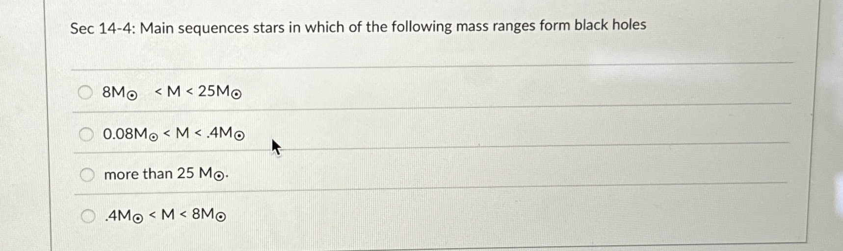 Solved Sec 14-4: Main sequences stars in which of the | Chegg.com