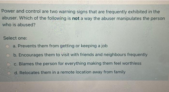 Controlling of warning personality a signs 5 Subtle