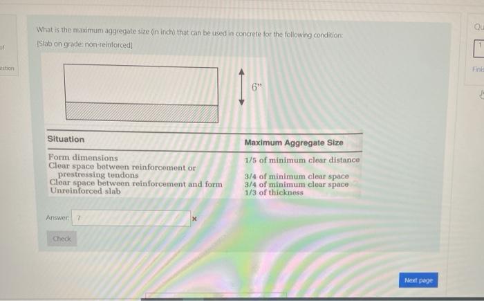 Solved Qu What is the maximum aggregate size (in inch) that | Chegg.com