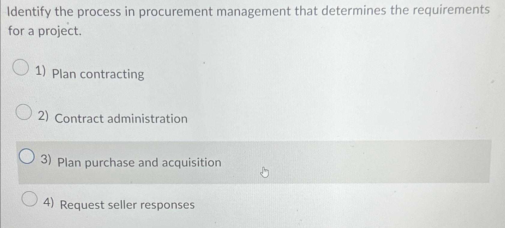 Solved Identify The Process In Procurement Management That | Chegg.com