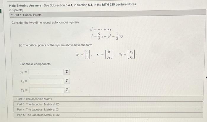 Solved Help Entering Answers See Subsection 5.4.4. In | Chegg.com