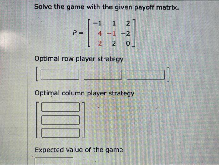 Solved Solve The Game With The Given Payoff Matrix. | Chegg.com