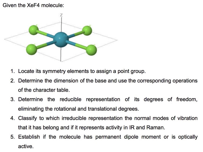 Solved given the xef4 molecule z 1 locate its symmetry chegg