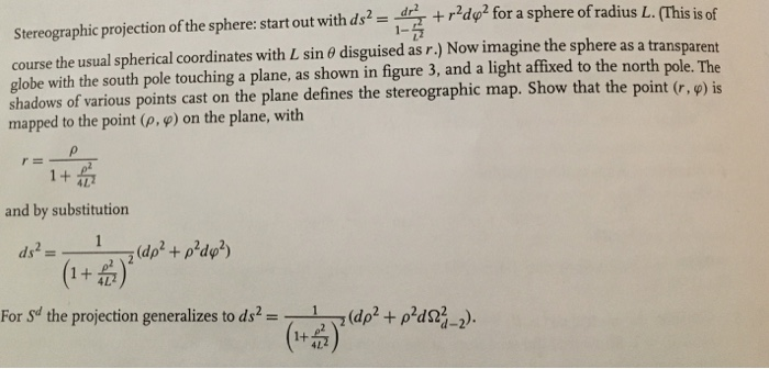 Solved Stereographic projection of the sphere: start out | Chegg.com