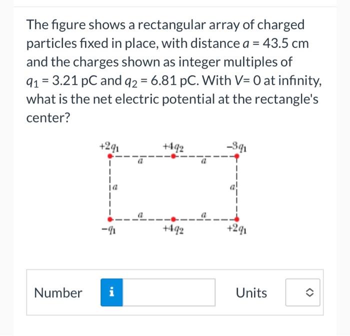 Solved The figure shows a rectangular array of charged | Chegg.com