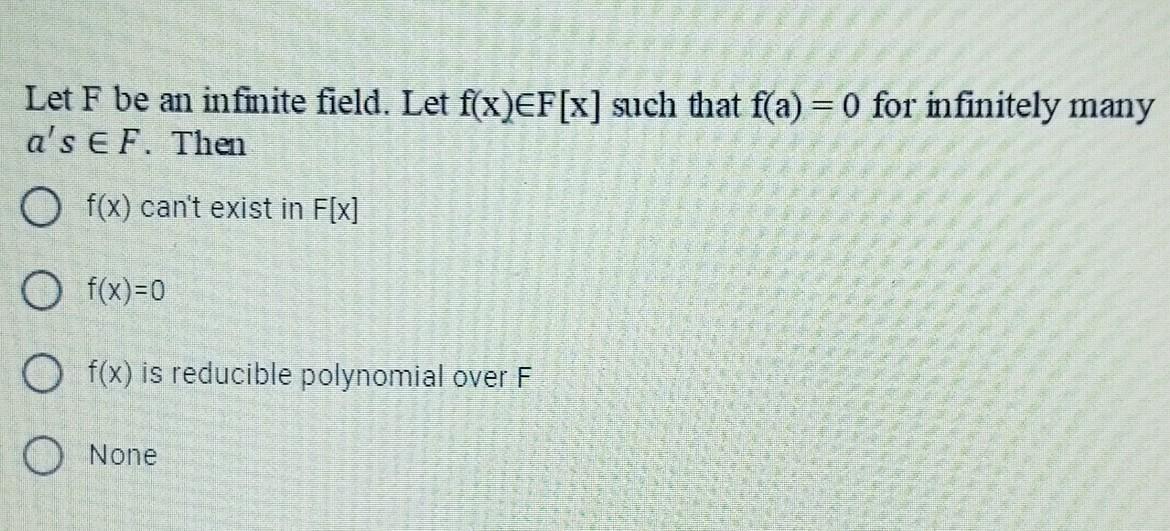 Solved Let F be an infinite field. Let f(x)EF[x] such that | Chegg.com
