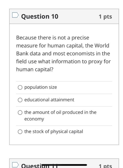 Solved Question 10 1 pts Because there is not a precise | Chegg.com
