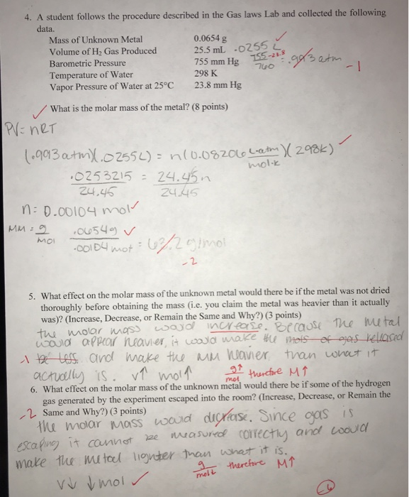Solved 4. A student follows the procedure described in the | Chegg.com
