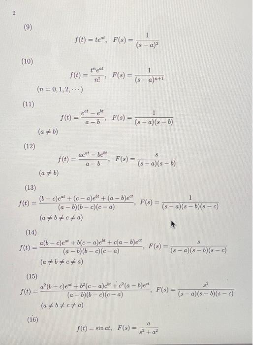 Solved SOLVE USING LAPLACE TRANSFORM FORMULAS. I included an | Chegg.com