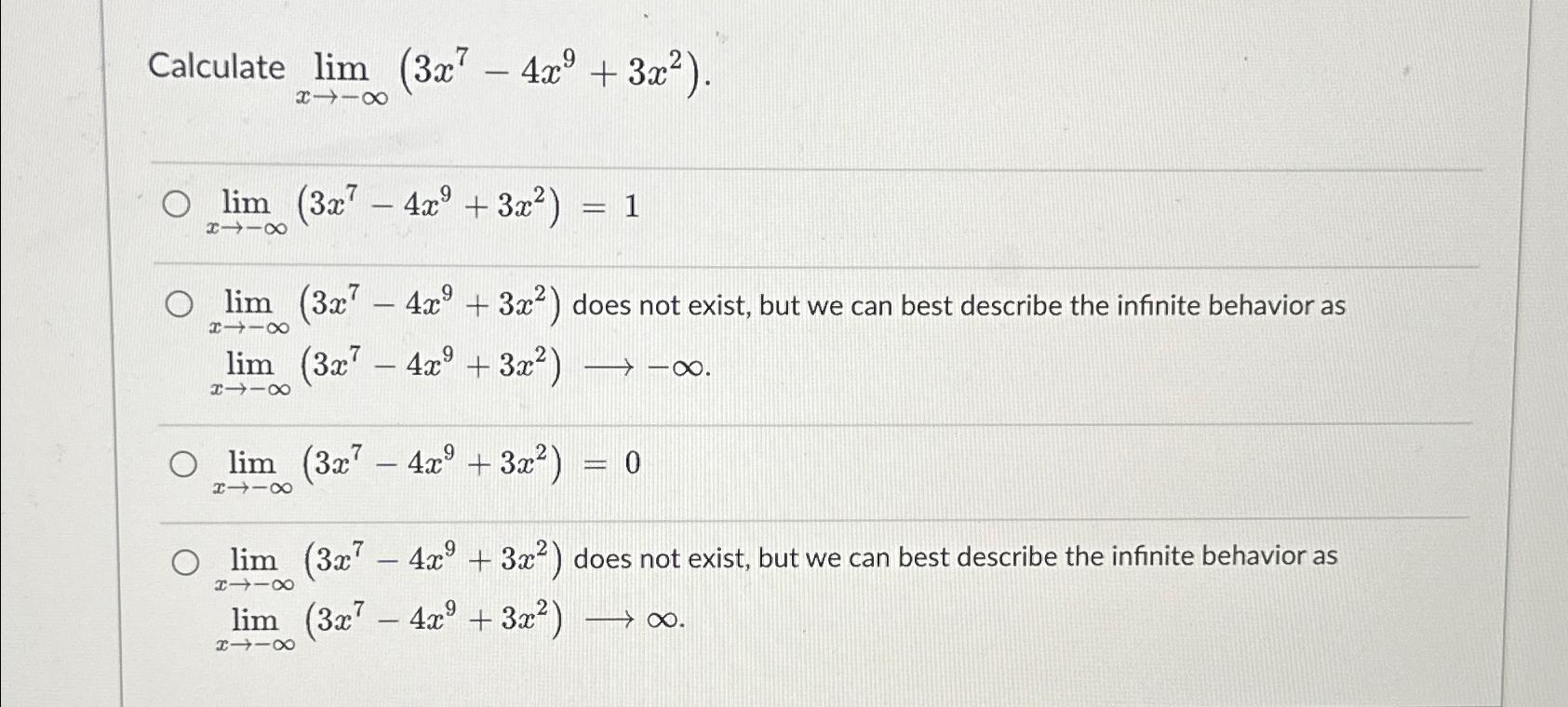 Solved Calculate \\\\lim_(x->-\\\\infty | Chegg.com