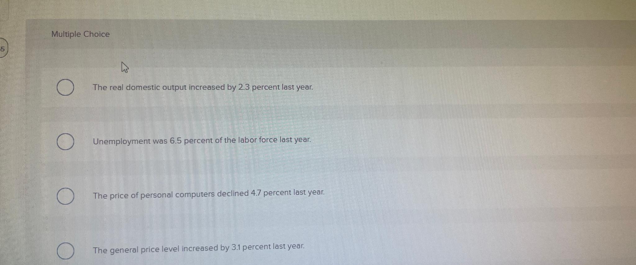 Solved Multiple ChoiceThe real domestic output increased by | Chegg.com