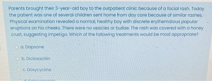 Solved Parents brought their 3-year-old boy to the | Chegg.com