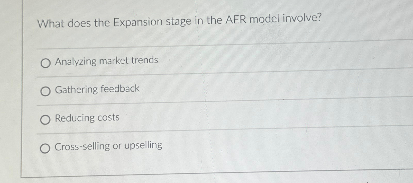 Solved What does the Expansion stage in the AER model | Chegg.com