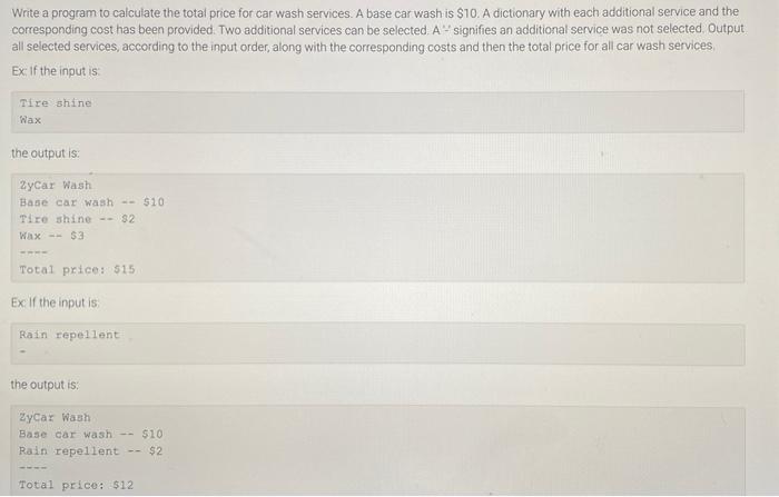 Solved Write a program to calculate the total price for car | Chegg.com