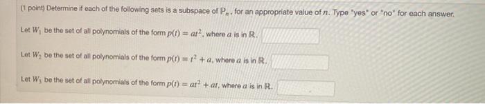 Solved point) Determine if each of the following sets is a | Chegg.com